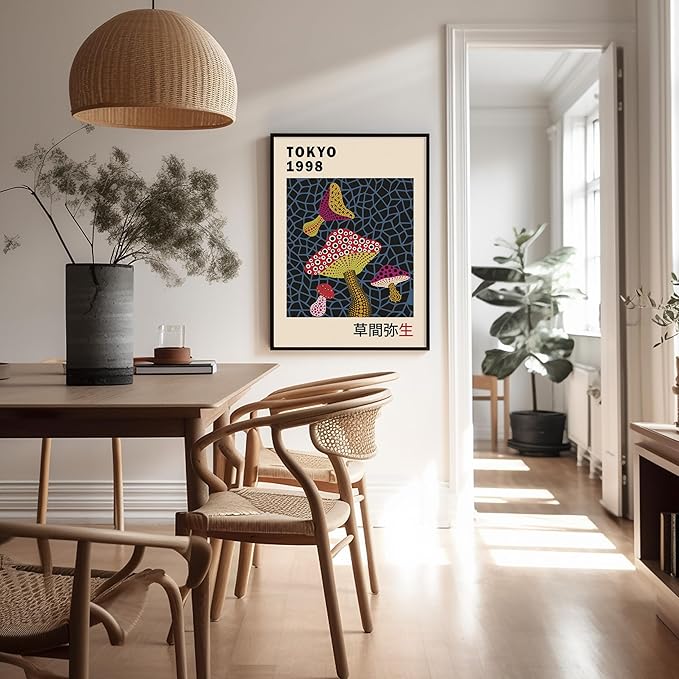 Poster Master Infinity Mushroom Print - Yayoi Kusama Poster - Abstract Japanese Art - Trendy Gift for Men & Women - Pop Art Decor for Office, Bedroom or Living Room - 11x14 UNFRAMED Wall Art