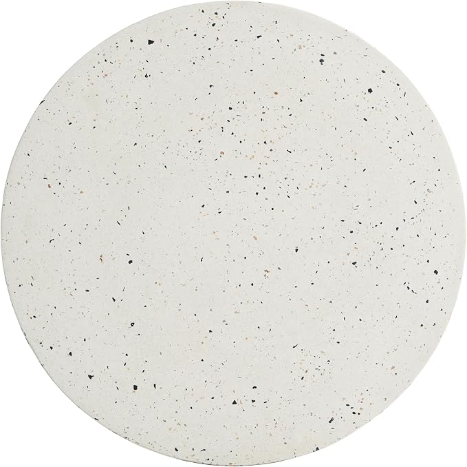 ø18.75'' Faux Concrete Cement Round Side Table End Table, Modern Contemporary Minimalist Style, MGO Material for Indoor & Outdoor, No Assembly, White