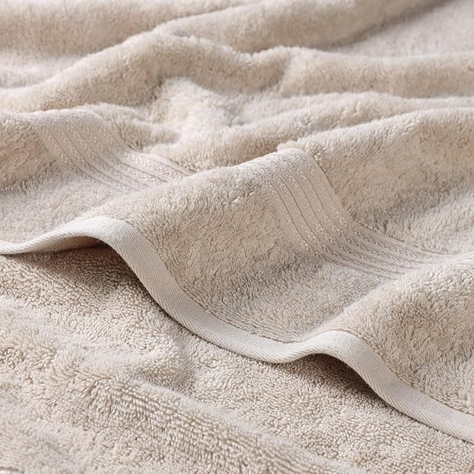 Superior Egyptian Cotton 6-Piece Towel Set, Assorted Towels for Home Bathroom, Master, Guest Bath, Decor Essentials, Includes 2 Bath, 2 Hand, 2 Face Towels/Washcloths, Quick Dry, Absorbent, Stone
