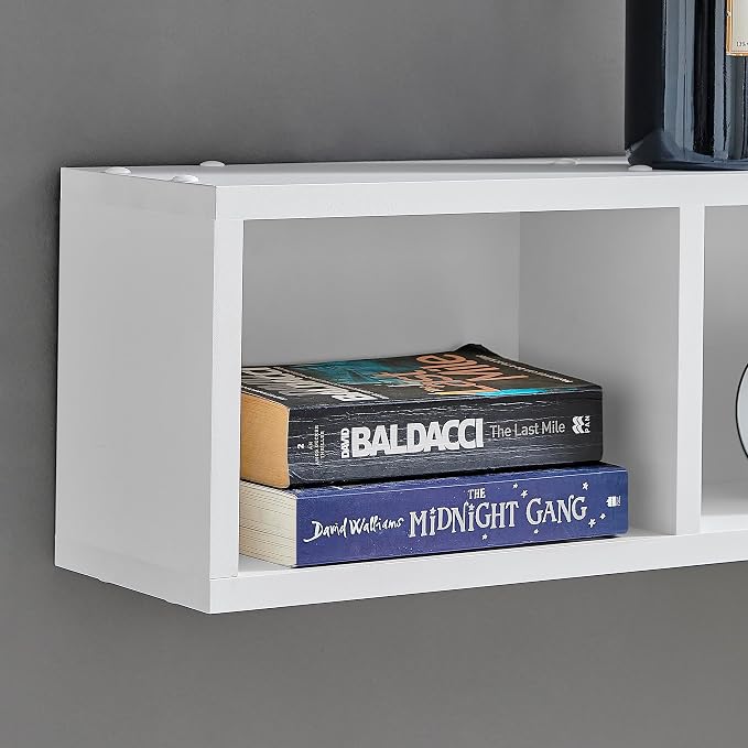 Danya B. Bauhaus Floating Geometric Cubby Wall Shelves - Set of 3 Sizes - White