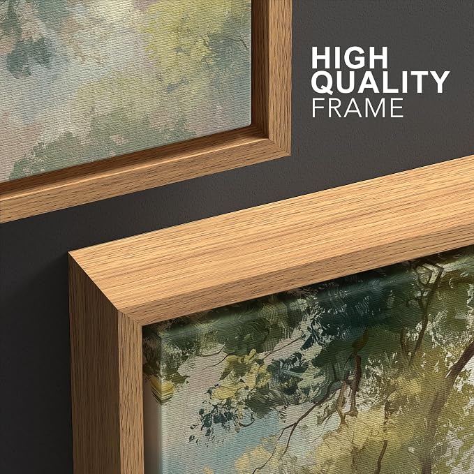 wall26 Framed Print Wall Art Set Soft Pastel Sky and Tree Canopy Abstract Nature Decorative Minimal Relax/Zen for Living Room, Bedroom, Office - 24"x36"x3 NATURAL