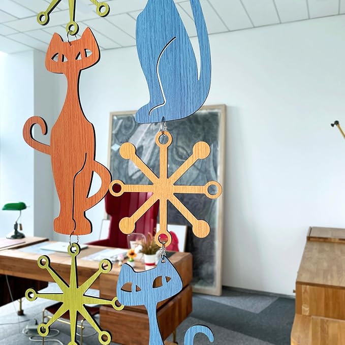MidModArt 12PCS Retro Mid Century Modern Wall Art MCM Decor for Living Room Bedroom Kitchen Study, Atomic Cat & Starburst 13.1"x58.2"