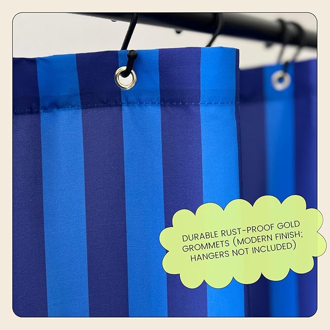 Striped Shower Curtain - Blue & Navy Stripes - Modern Coloruful Home Decor - Fabric Shower Curtain for Any Bathroom - 72x72 Inches (Blue Stripes)