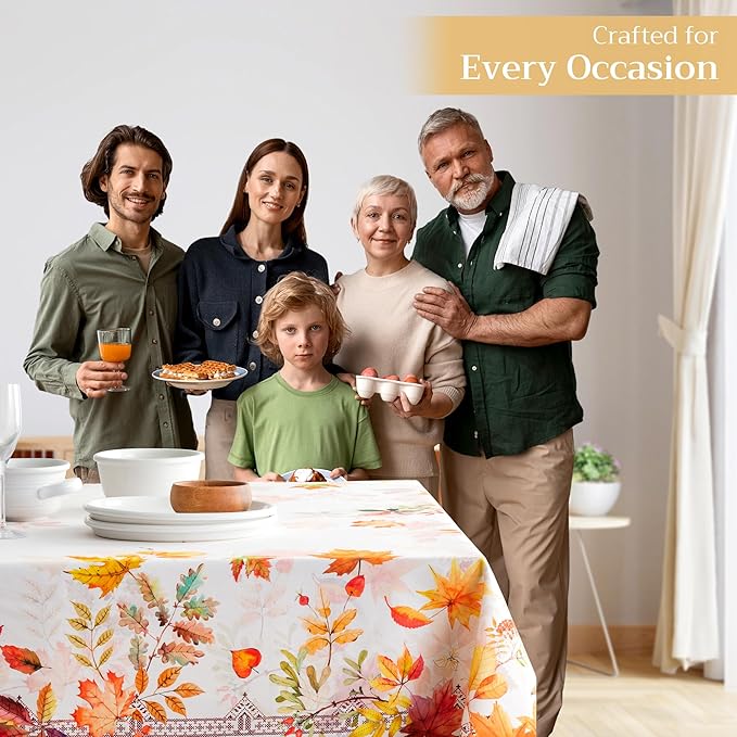 Maison d' Hermine Table Cloth Rectangle Table 100% Cotton 54 x 72 Inches Fall Tablecloth Reusable Everyday Use for Thanksgiving Christmas Decorations Dining Farmhouse Party (Amarante)