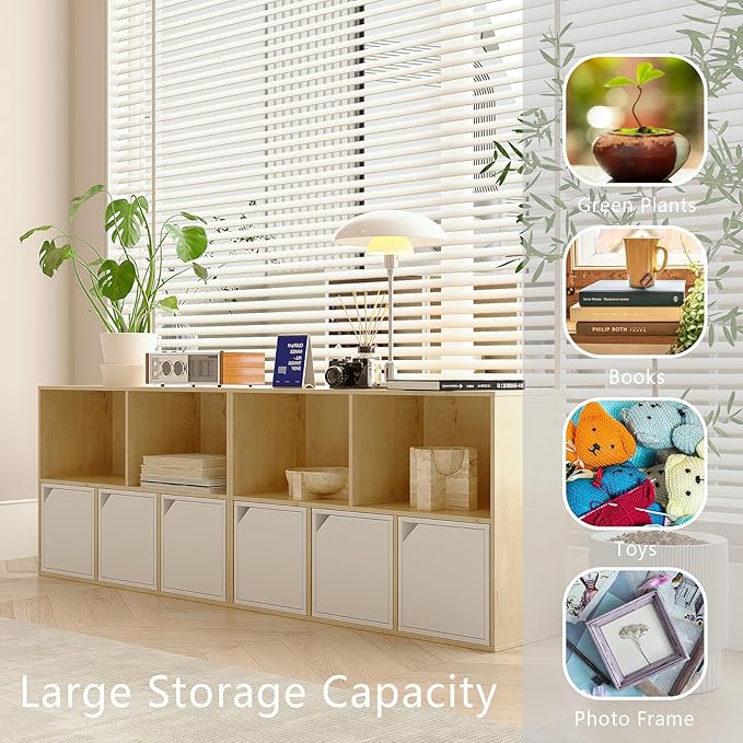 VDNEND Wooden 5-Cube Storage Organizer with Closed Back Panel, 11in Cube Shelf Opening, Bookshelf, Display Shelf,Closet Cabinet for Home and Office,White Oak