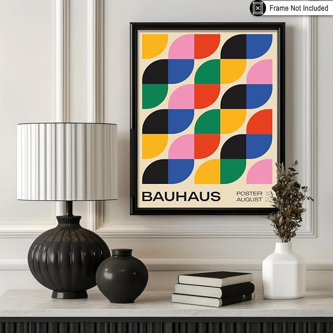 Poster Master Bauhaus Poster - Rainbow Knots Print - Abstract Art - Graphic Design Art - Geometric Art - Chic Boho Art - Mid Century Modern Art - Living Room or Bedroom Decor - 16x20 UNFRAMED Wall Art