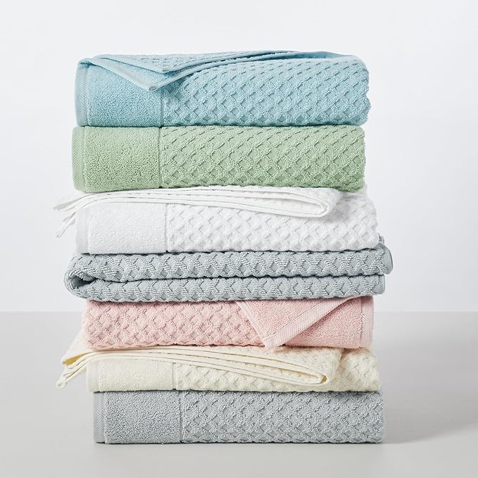 Great Bay Home Hand Towels - 100% Cotton 6 Pack 26x16 Hand Towel Set - Absorbent, Durable, Quick-Dry Towels for Bathroom (Light Gray)