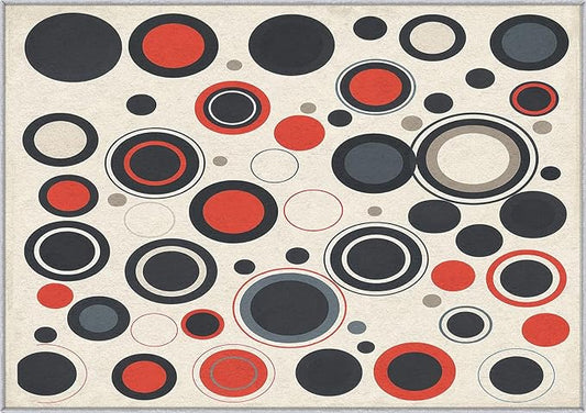 Mid Century Rugs for Living Room 7x9, Retro 50s Colorful Abstract Modern Pattern Design Area Rug, Mid Century Bedroom Decor Carpet, Non Slip, Washable (RG728)