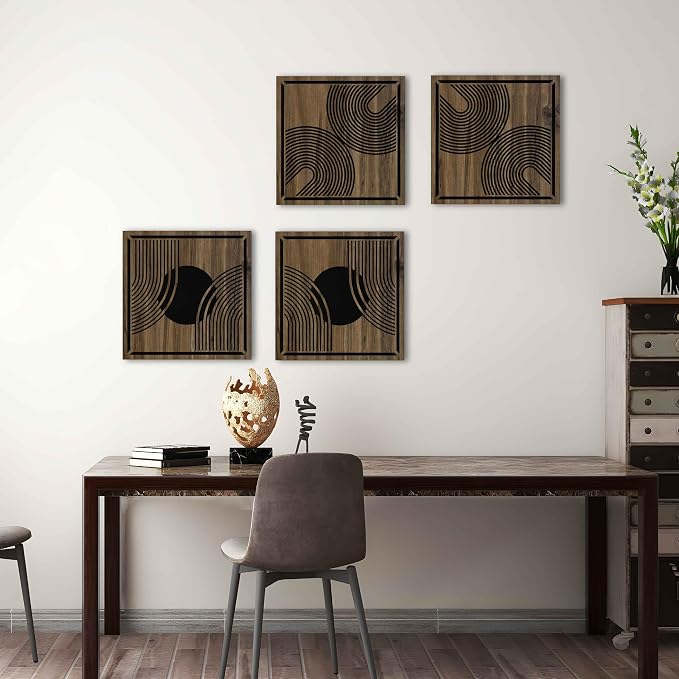 Eclectic Mid Century Wood Signs, Vintage Inspired Maximalist Wood Wall Art, Wall Accent for Trendy Living Room, Office and Bedroom