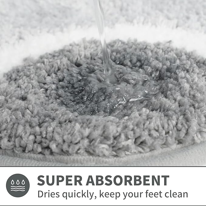 Scalloped Grey Small Bathroom Rugs Mat,Non Slip Absorbent Quick Dry Bath Mats for Shower Room,Plush Microfiber Bath Rug for Bathroom Floor Washable Carpet for Shower Tub Sink Bedroom,16"x24"