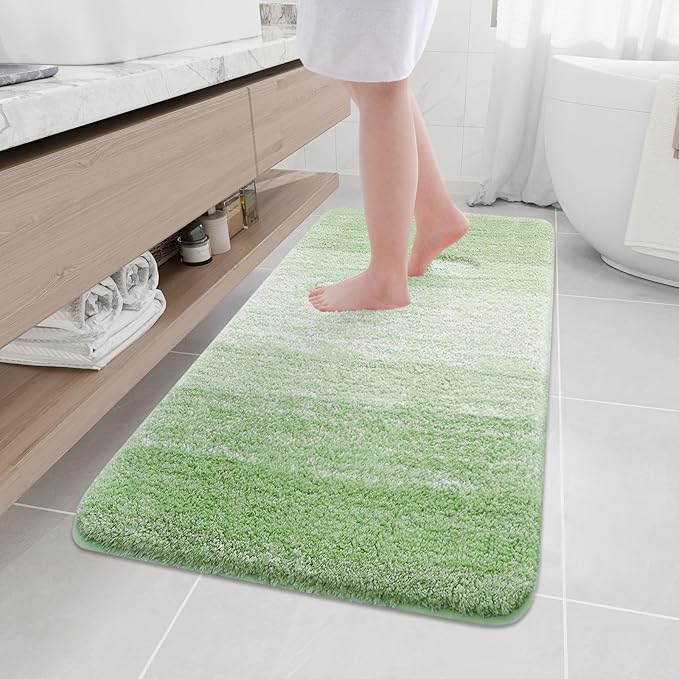 Arotive Microfiber Bathroom Rugs, Shaggy Soft and Absorbent Bath Rug, Non-Slip, Thick Plush Machine Washable Dry Bath Mats for Bathroom, Tub and Shower, 54x24, Sage Green, Rectangular