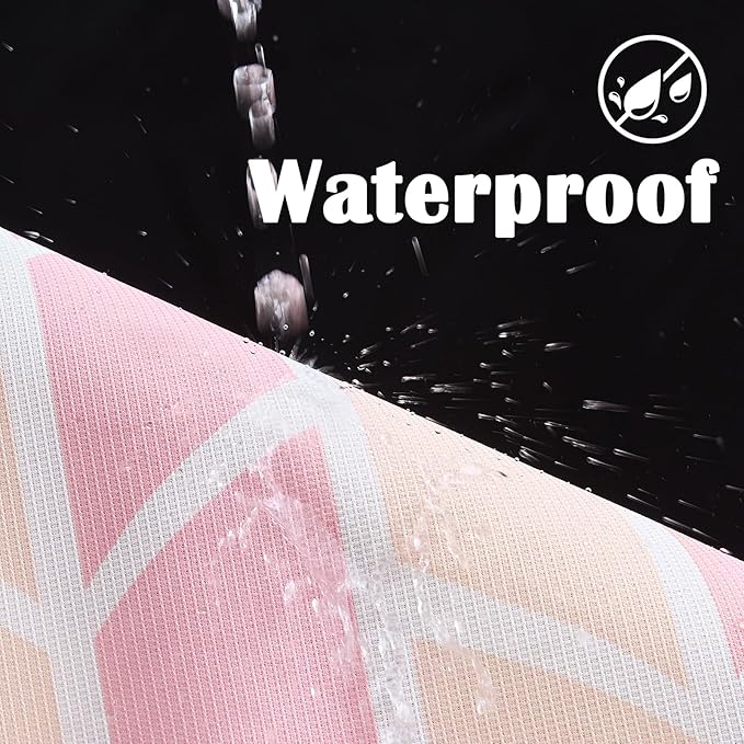 jinchan Pink and White Geometric Shower Curtain Chevron Arrow Farmhouse Shower Curtains for Bathroom Modern Waterproof Fabric with 12 Hooks 70x72 Inches