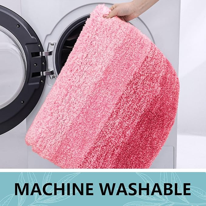 Arotive Microfiber Bathroom Rugs, Shaggy Soft and Absorbent Bath Rug, Non-Slip, Thick Plush Machine Washable Dry Bath Mats for Bathroom, Tub and Shower, 70x24, Pink, Rectangular