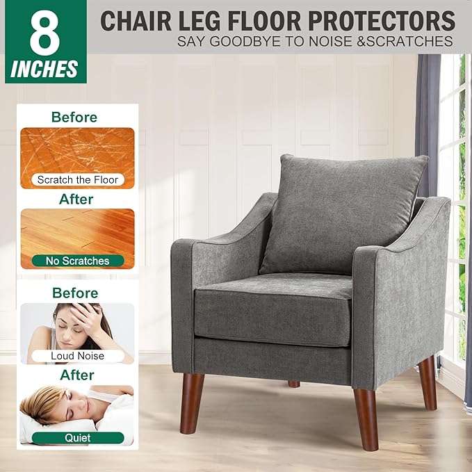 FoDau770 Brown Rubber Wood Furniture Legs 8 Inches, Slant Tapered Wood Feet Mid Century Sofa Legs Set of 4, 5/16" UNC Furniture Feet Replacement Parts for Cabinet Couch Dresser Chair Ottoman Table