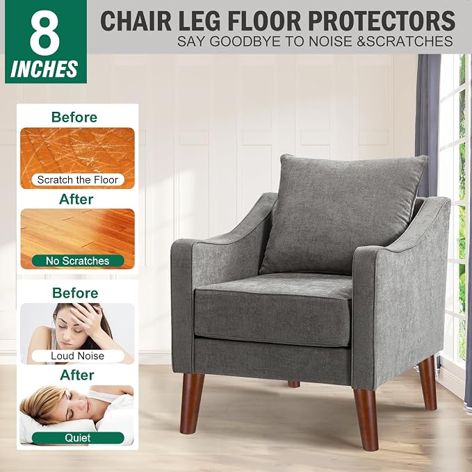FoDau770 Brown Rubber Wood Furniture Legs 8 Inches, 5/16" UNC Slant Tapered Wood Feet Mid Century Sofa Legs, Wooden Furniture Feet Replacement Parts for Cabinet Couch Dresser Chair Ottoman Table
