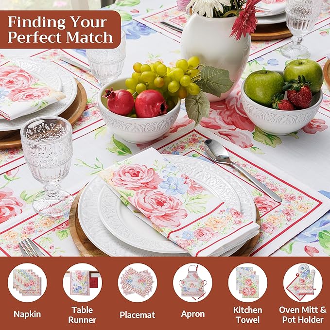 Maison d' Hermine Table Cloth Square Table 100% Cotton 54 x 54 Inches Tablecloth Reusable Decorative for Dining Room Farmhouse Home Valentines Day Decorations Spring Summer - Vintage Floral