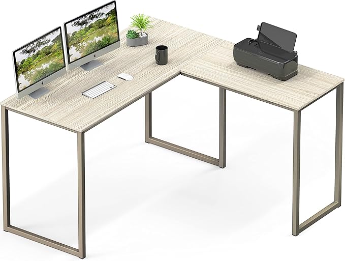 SHW Mission 48 x 48 Inches L-Shape Home Office Computer Desk, Maple