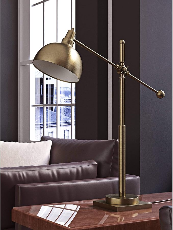 Lite Source Metal Table LAMP, Brushed Brass, E27 CFL 23W LS-22604