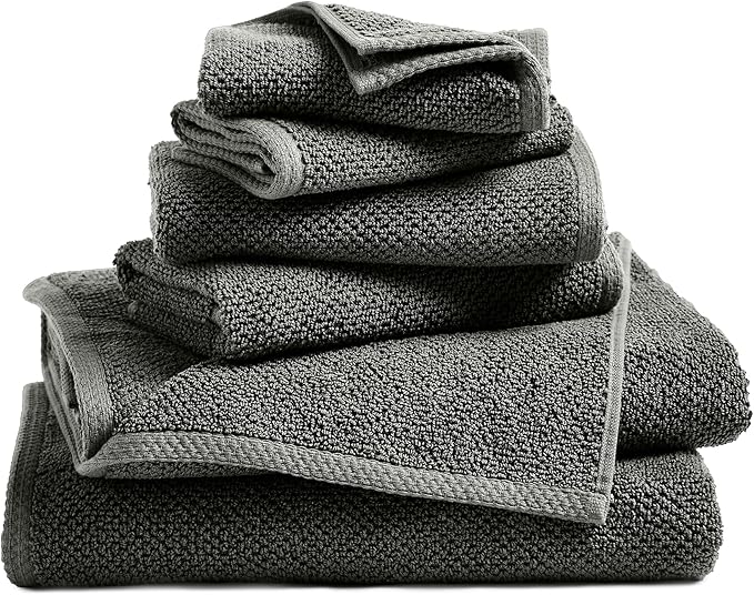 Great Bay Home 100% Cotton 6 Piece Towel Set - Absorbent, Quick-Drying, Durable Bath Towels for Bathroom Decor - Low-Twist, Two-Ply Fibers (Midnight Blue)
