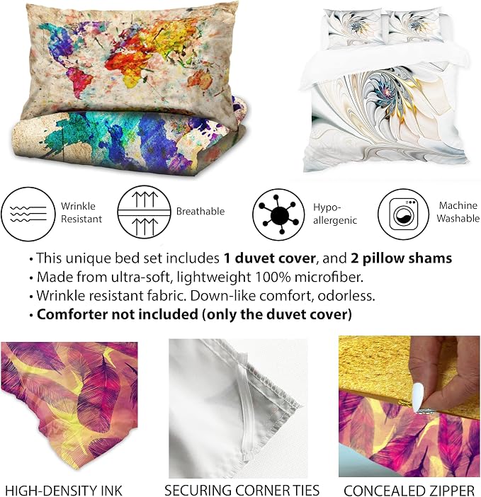 DesignQ Watercolor Minimal Blue Tones II Mid-Century Modern Duvet Cover Set, Blue Duvet Cover Set Twin, Country Charm Bedding Set of 3 Pieces, All Season Mid-Century Modern Bedding Sets Twin