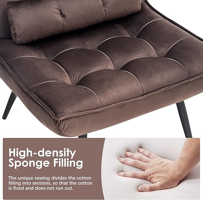 MCombo Accent Chair with Ottoman, Modern Velvet Wingback Lounge Chair, Upholstered Club Chair for Small Space, Living Room & Bedroom 4079 (2, Brown)
