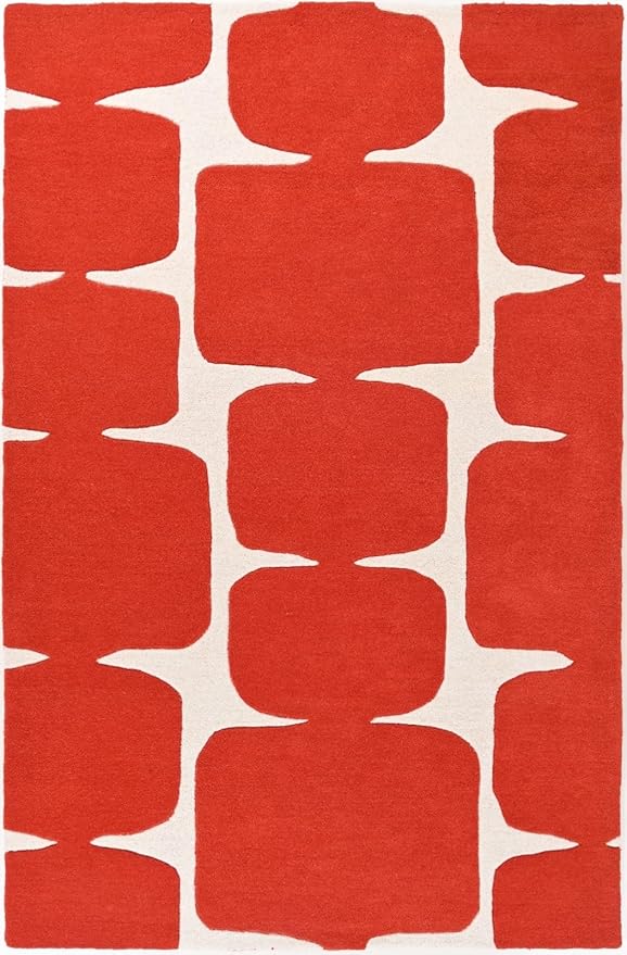 Restoration and Renovation Modern Wool Area Rug - Contemporary Abstract Geometric Design, Thick & Soft Hand-Tufted Carpet - Ideal for Indoor Decor in Living Room, Bedroom (Poppy, 10' x 14')
