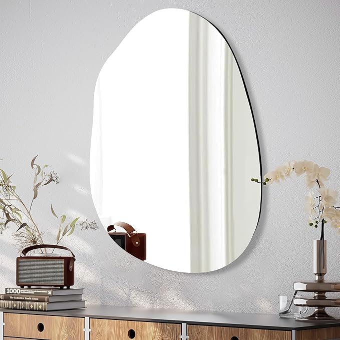 Irregular Bathroom Mirror 22''x30'', Asymmetrical Wall Mirrors with Tempered Glass for Bedroom Bathroom Living Room or Entryway
