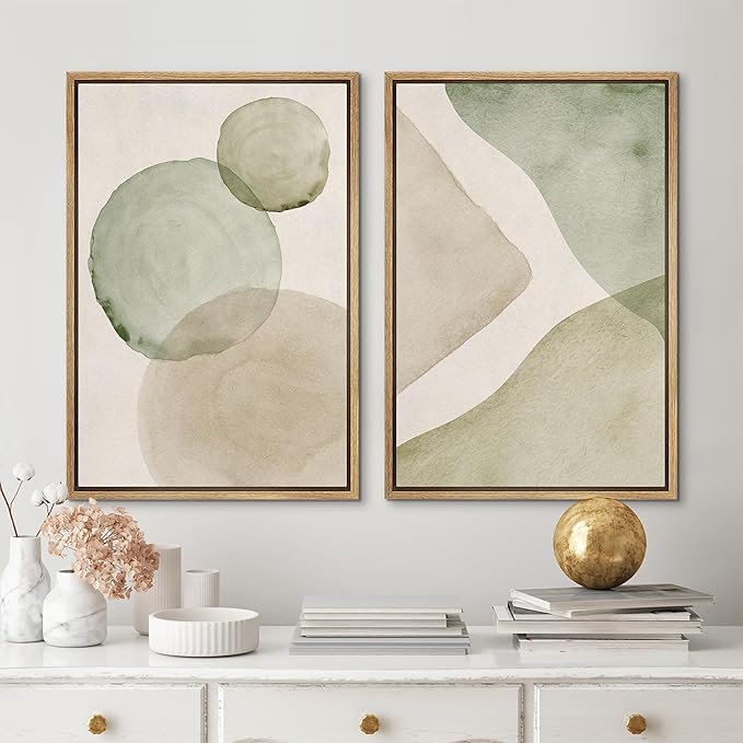 MUDECOR Framed Canvas Print Wall Art Dynamic White Brushstroke Abstract Illustrations Modern Art Decorative Bohemian Colorful Chic for Living Room, Bedroom, Office - 24"x36"x2 Natural