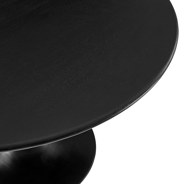 Modway Lippa 48 Inch Round Wood Dining Table in Black – Solid Mango Wood Tabletop with Pedestal Base - Mid Century Modern Dining Room Furniture - Kitchen Table for 4-6 Person