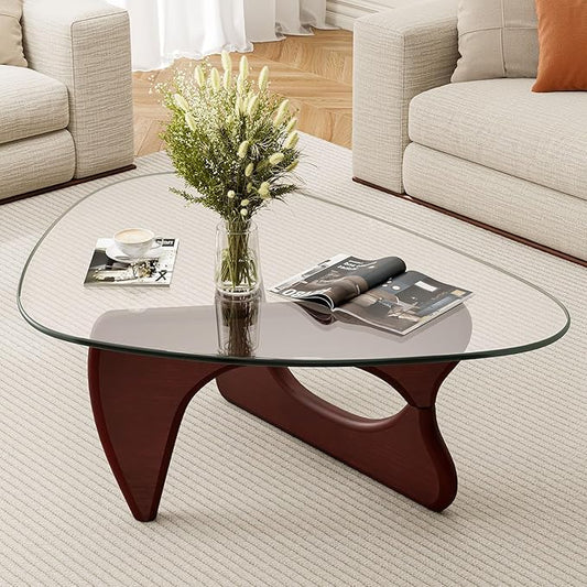 Modern Glass Coffee Table, Mid Century Triangle Coffee Table for Living Room Bedroom Reception Office Tables