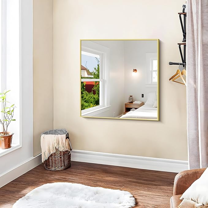 KOCUUY Gold Bathroom Mirror, 30x30 Inch Square Gold Mirror with Aluminum Metal Frame,Gold Vanity Wall Mirror Modern Home Decor for Bathroom, Living Room, Farmhouse and Entryway