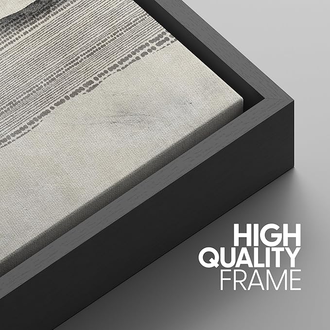 SIGNWIN Framed Canvas Print Wall Art Set Grunge Geometric Line Landscape Abstract Shapes Cozy Neutral Modern Art Decorative Boho Relax/Zen Nordic for Living Room, Bedroom, Office - 24"x36"x3 Black