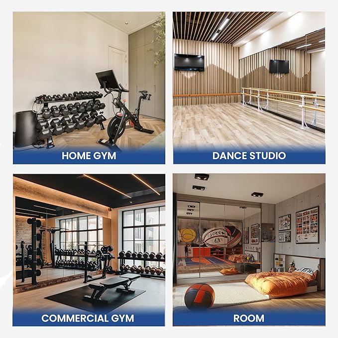Tempered Home Gym Mirror 48"x72" - 1/4" Thick Wall Mirror Full Length - HD Ultra Clear Large Mirror - Mirrors for Wall, Garage, Bathroom - Body Mirrors for Bedroom - Frameless Full Mirror 48"x72"