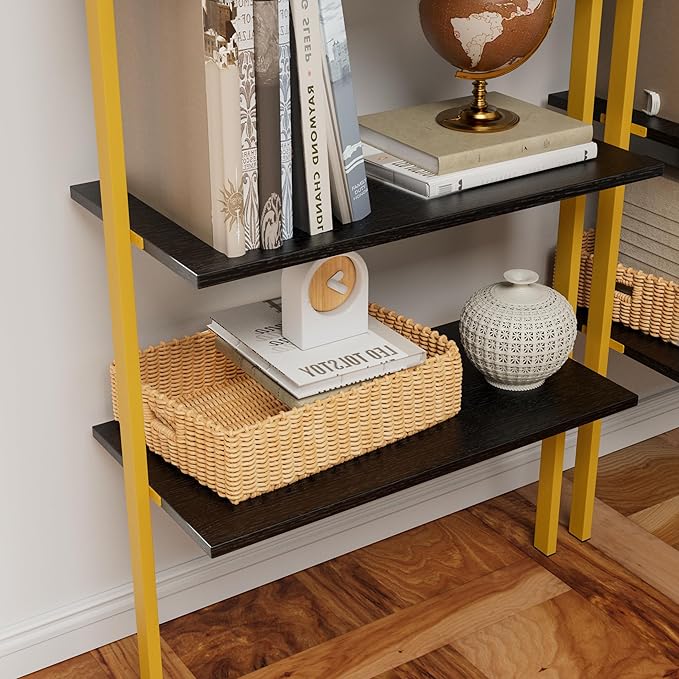 Modern Trapezoid Open Shelving Unit - 5-Tier, Wall-Mounted, High-Strength MDF & Metal