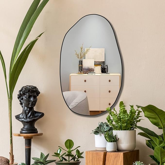 Irregular Asymmetrical Mirror Wall Mounted, Unique Vanity Mirror,Shaped Dressing Mirror Decorative for Living Room, Bathroom, Bedroom, Entryway Wall Decor, 33.5"×20.5"