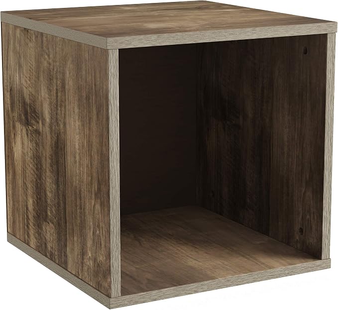 Lavish Home Cube Storage Organizer – Modular Stackable Bookshelf, Customizable Cube Shelf Bookcase, Nightstand or End Table for Living Room, Bedroom, Dorm (Gray Woodgrain)