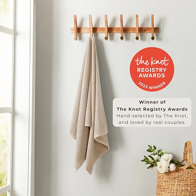 Great Bay Home Taupe Bath Towel – 100% Cotton Single Towel 54"x27", Absorbent & Quick-Drying, Soft & Durable