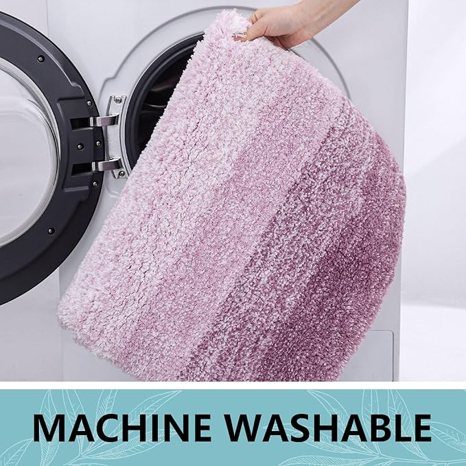 Arotive Microfiber Bathroom Rugs, Shaggy Soft and Absorbent Contour Toilet Rugs, Non-Slip, Thick Plush Machine Washable Dry Bath Mats for Toilet Base, 24x20, Purple, U-Shape