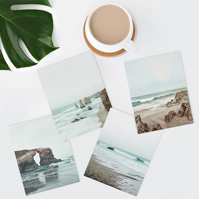 SIGNWIN Poster Bathroom Decor, Wall Art Room Decor Multicolor for Living Room, Bedroom, Office Rocky Storm Cloud Sky Beach Ocean Landscape Nature Wilderness Landscape Colorful Rustic - 12"x16"x4