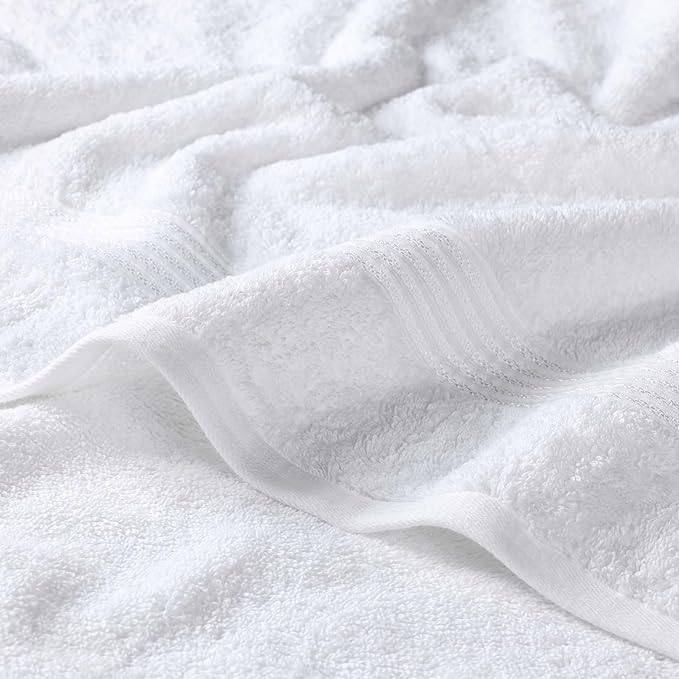 Superior Heritage Egyptian Cotton Bath Towel Set, Large Body Towels for Home Bathroom, Master, Guest Bath Decor, Plush, Absorbent Basics, Spa, Hotel, Resort, Luxury Essentials, Set of 4, White