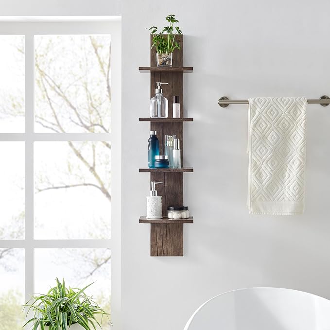 Danya B. Arica Utility Column 4-Tier Spine Wall Mount Shelves (Hickory)