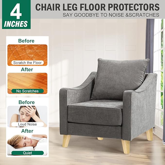 FoDau770 Rubber Wood Furniture Legs 4 Inches, Slant Tapered Wood Feet Mid Century Sofa Legs Set of 8, 5/16" UNC Furniture Feet Replacement Parts for Cabinet Couch Dresser Chair Ottoman Table