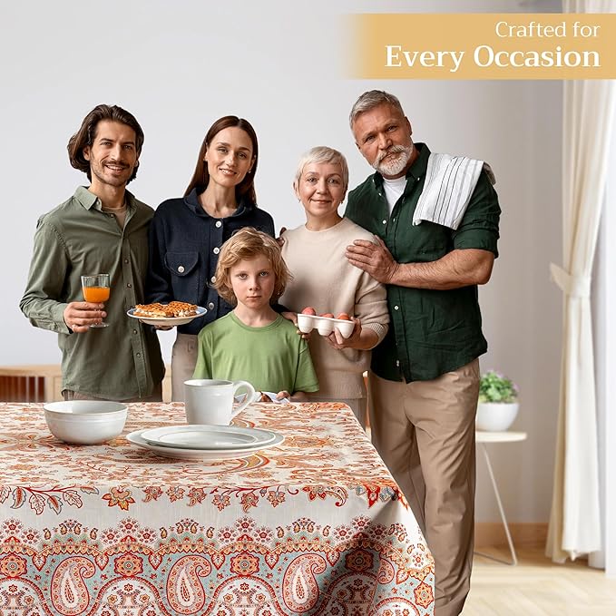 Maison d' Hermine Table Cloth Rectangle Table 100% Cotton 70 x 108 Inches Fall Tablecloth Reusable Everyday Use for Thanksgiving Christmas Decorations Dining Farmhouse Party (Cachemire)