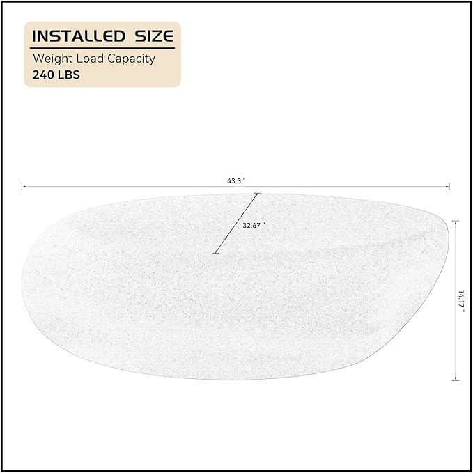 Coffee Table, 43.31" Fiberglass Matte Rocks Table Irregular Stone Center Table for Living Room Apartment, No Assembly, Cream White