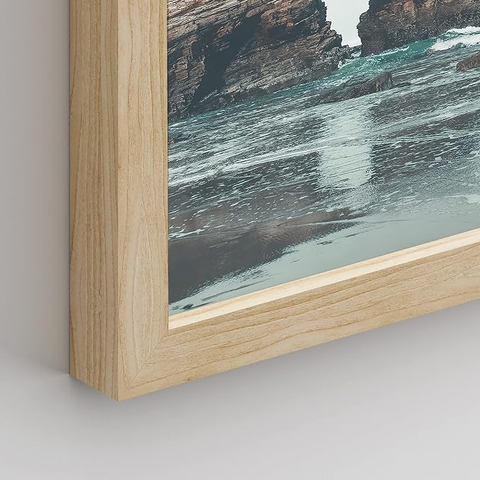 SIGNWIN Framed Rocky Storm Cloud Sky Beach Ocean Wall Art, Set of 4 Landscape Colorful Wall Decor Prints, Nature Wilderness Wall Décor for Living Room, Bedroom - 12"x16" Natural