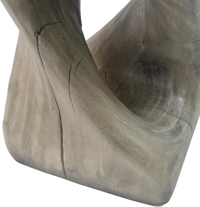 ø11.75'' Small Side Table End Table for Living Room, Modern Retro Farmhouse Countryside Style, Magnesium Oxide Material for Indoor & Outdoor, No Assembly, Wood Grain, Gray