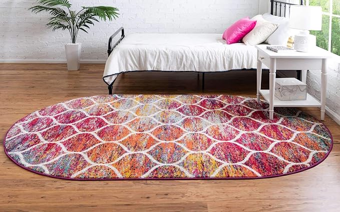 Unique Loom Trellis Frieze Collection Area Rug - Rounded (7' 10" x 10' Oval, Multi/ Black)