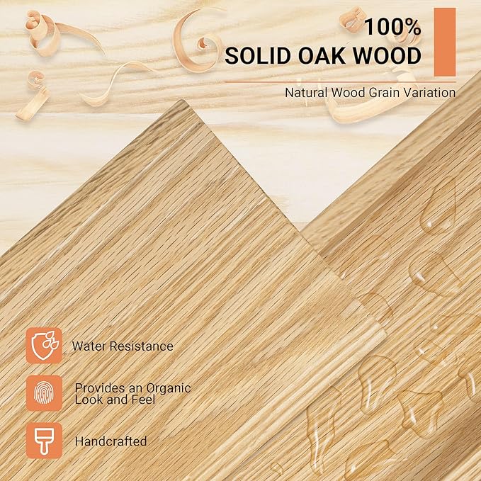 Vivelove Oak Floating Shelves Wall Mounted Set of 2, Rustic Large Wall Shelves for Storage with Lip, Display Picture Ledge with Lip for Storage, Bedroom, Living Room, Bathroom,Nursery Display