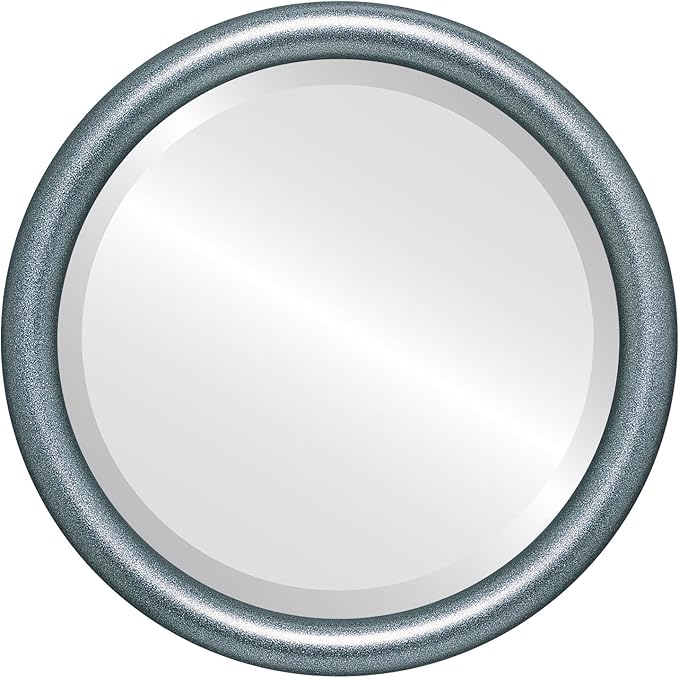 OVALCREST Round Wooden Beveled Wall Mirror for Home Decor, Bathroom, Vanity, Bedroom, Living Room, Hallway - Black Silver - 20x20 Outside Dimensions