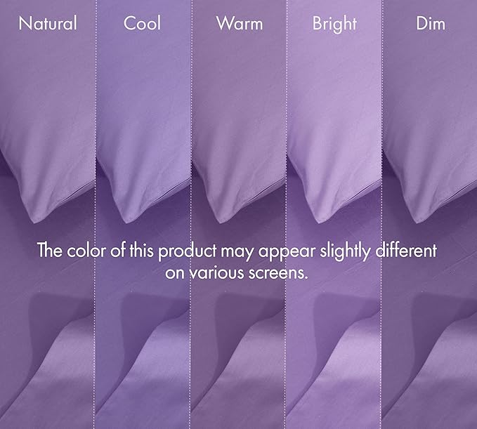 RUVANTI 100% Cotton Percale Sheets California King Size 6 Piece Set, Cooling Bed Sheets for Hot Sleepers, Deep Pocket 14”, Breathable Lightweight & Durable, Crisp Hotel Style Sheets, Purple Sage